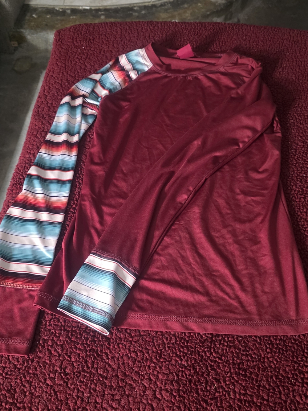 Cowgirl Tuff Maroon Long Sleeve Active Top, XS - Picture 2 of 7